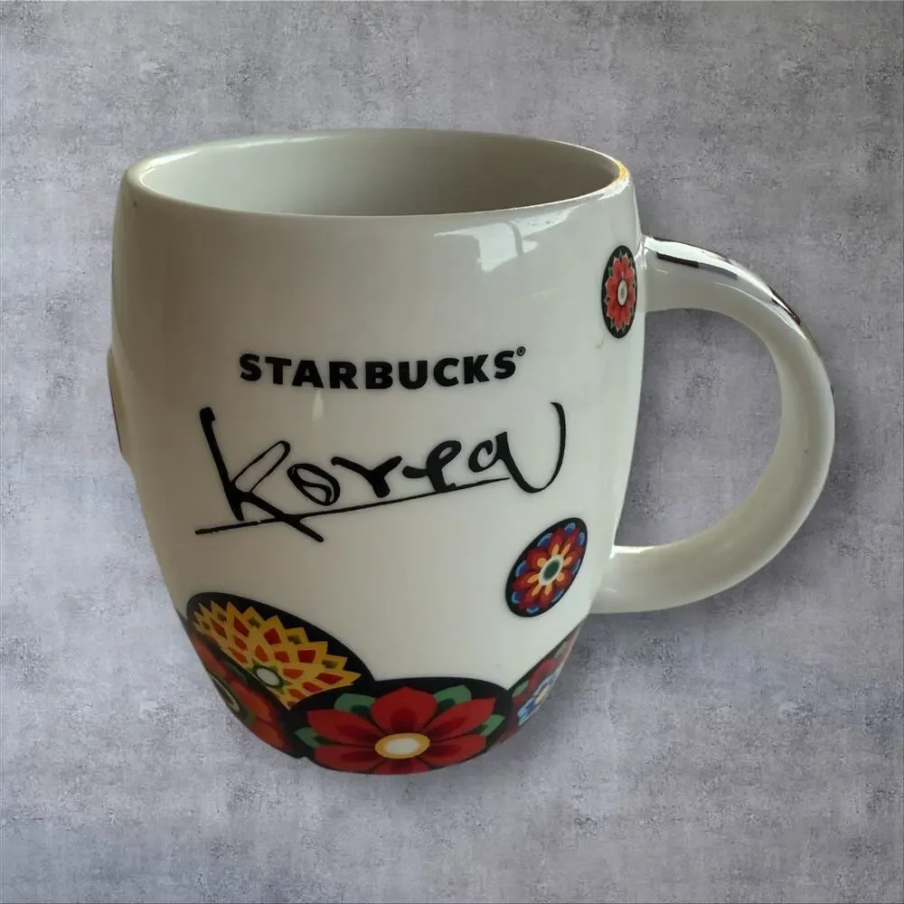 Starbucks Coffee Mug Cup KOREA 2013 Dancheong Floral Art Design 16oz